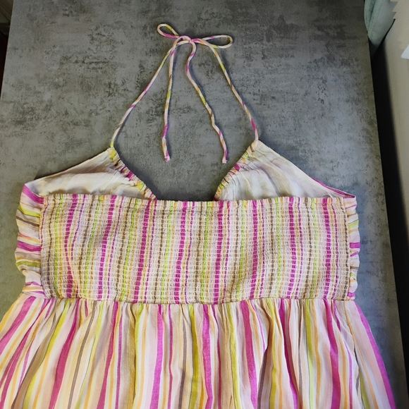 Old Navy Fit & Flare Striped Maxi Halter Dress Flowy Colorful Cotton Size XL - Picture 7 of 13